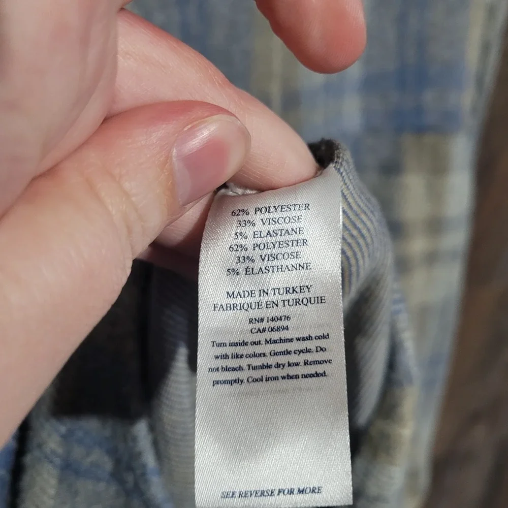 Faherty Women's Legend Sweater Shirt Size XXL Light Gray/Blue Plaid Flannel - Picture 7 of 8